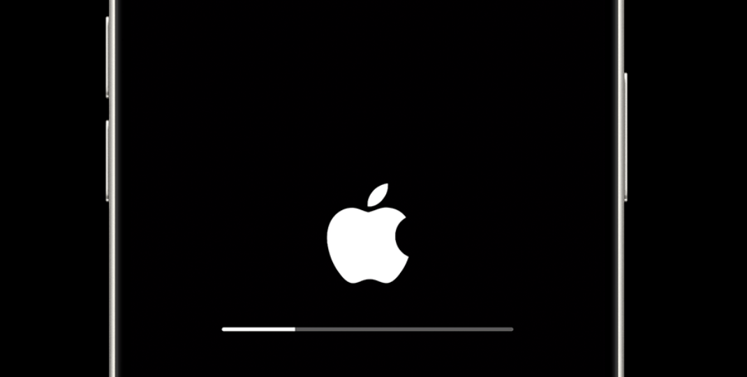 iPhone som uppdateras iPhone-skärm med laddningssymbol som försöker uppdateras