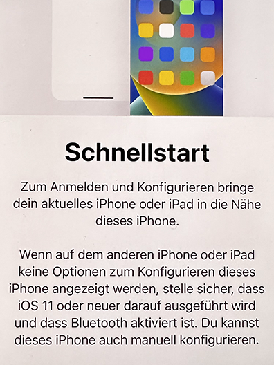 Die Daten auf das neue iPhone via Schnellstart übertragen.