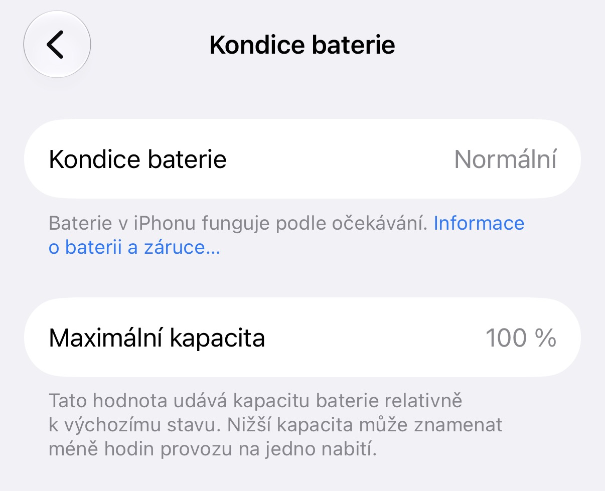 Kondice baterie iPhone