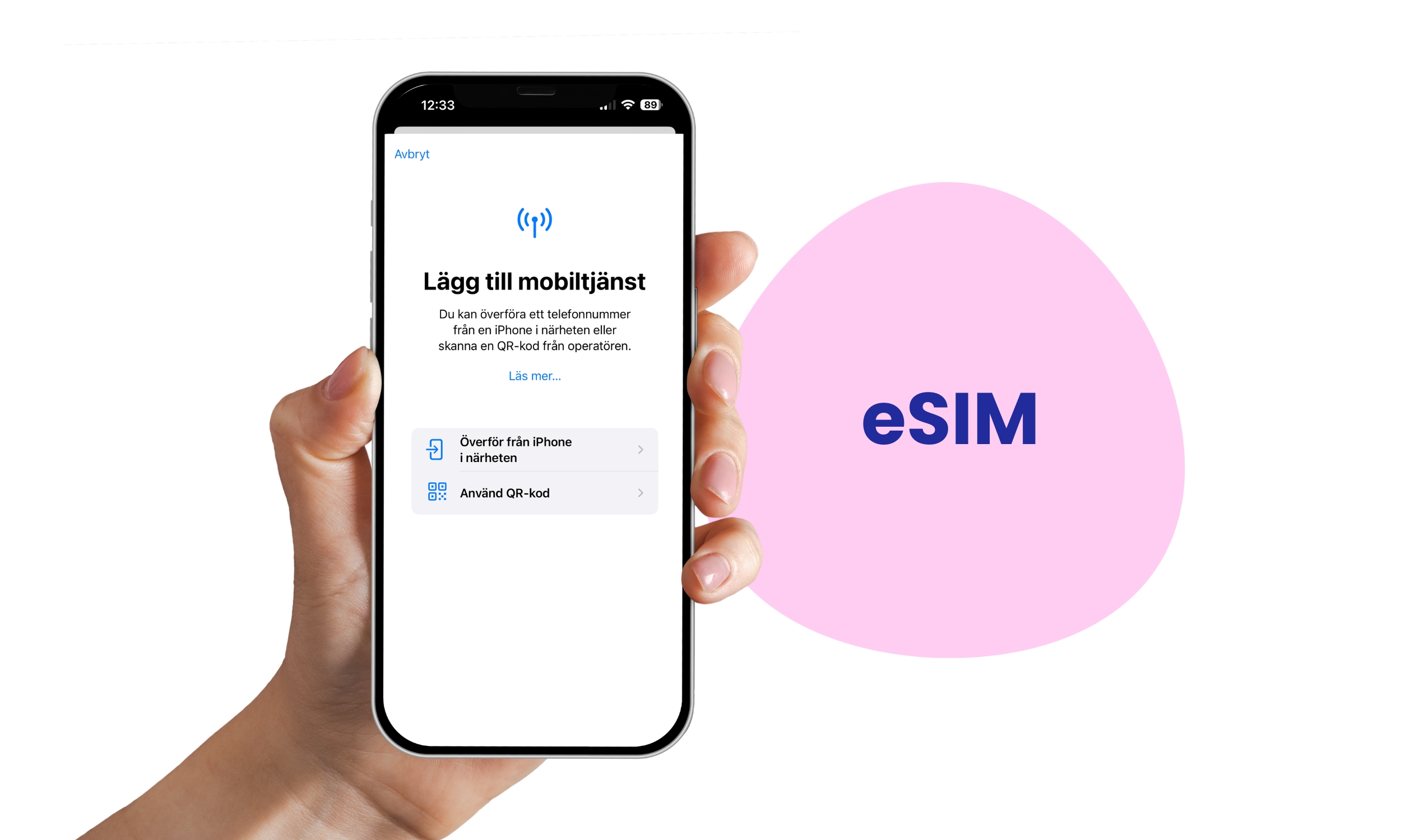 Skärmavbild på hur du lägger till och aktiverar eSim på en iPhone